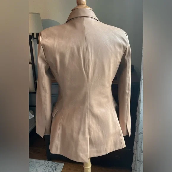 Blank NYC Women's Tan Faux Leather Blazer - Picture 5 of 5